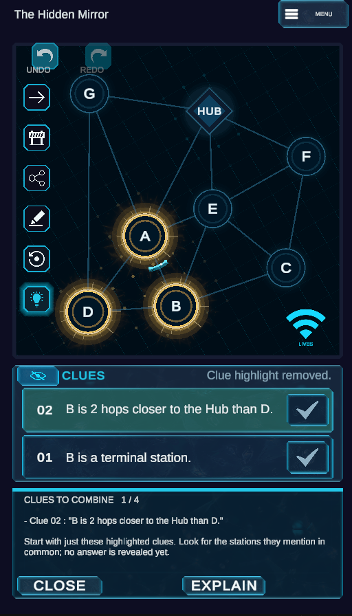 A Signal State puzzle in progress